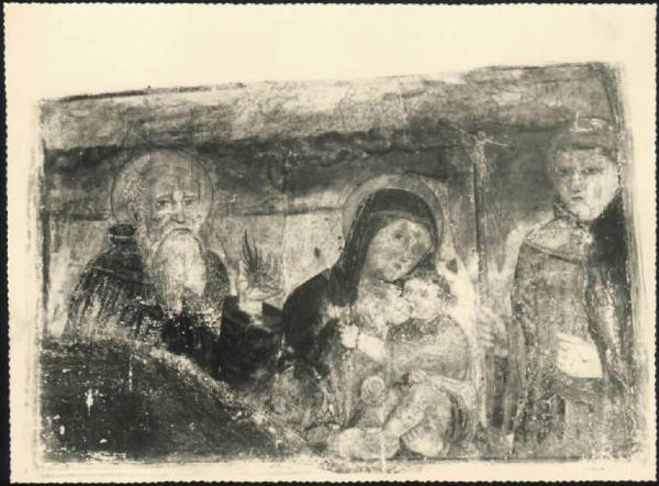 Affresco (?) - Madonna in atto di allattare con i SS. Antonio abate e Francesco d'Assisi - Acquanegra sul Chiese - Casa di via Buozzi
