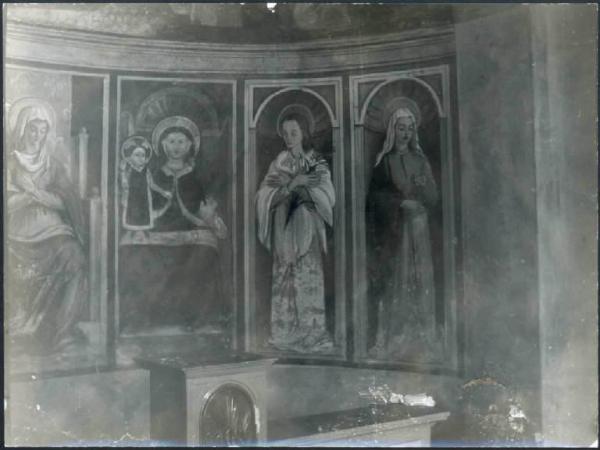 Affresco - Sante e Madonna in trono - Campi Bonelli - Oratorio della Vergine Annunciata - Abside