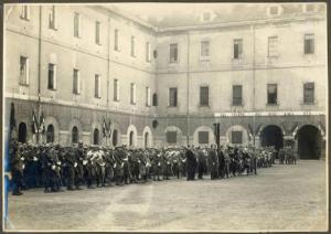 Prima guerra mondiale - Caserma - Ritratto di gruppo maschile - Militari - Stato Maggiore del 7° fanteria brigata Cuneo