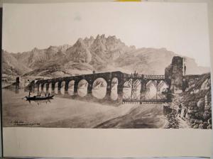 Incisione - Il Ponte Lecco - Peter Birmann - Lecco