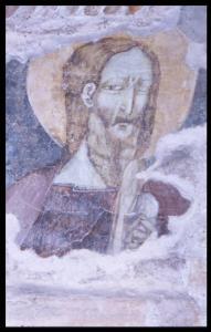 Affresco - Cristo e S. Giovanni Battista (?), particolare - Cavriana - Pieve di S. Maria - Parete sinistra