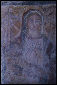 Affresco - Madonna in trono col Bambino, particolare - Guidizzolo - Oratorio di S. Lorenzo - Interno