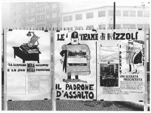 Sciopero nazionale unitario dei grafici per il contratto - Mostra - Manifesti di rivendicazione e protesta dei lavoratori grafici contro la Rizzoli
