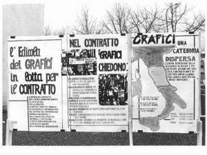 Sciopero nazionale unitario dei grafici per il contratto - Mostra - Manifesti di rivendicazione e protesta sulla lotta dei lavoratori grafici