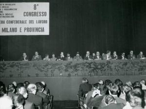 Teatro Lirico - Interno - 8° Congresso della Camera confederale del lavoro di Milano e provincia - Tavolo della presidenza