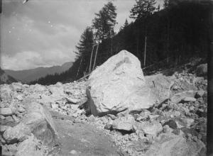 Paesaggio. Valdigne - Courmayeur - Purtud - Sentiero tra i detriti della frana del 1920