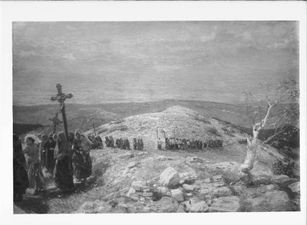 Riproduzione di opera d'arte. Dipinto di Pietro Chiesa: "Christe exaudi nos!" o "Processione al Monte Bisbino"