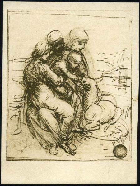 Disegno - Studio per una Madonna con Bambino e Sant'Anna - Leonardo da Vinci - Venezia - Gallerie dell'Accademia - inv. 230