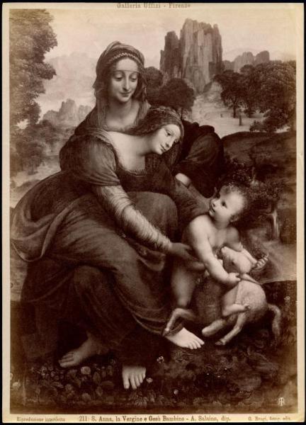Dipinto - Madonna con Bambino e Sant'Anna - Andrea Salai (?) da Leonardo da Vinci - Firenze - Galleria degli Uffizi
