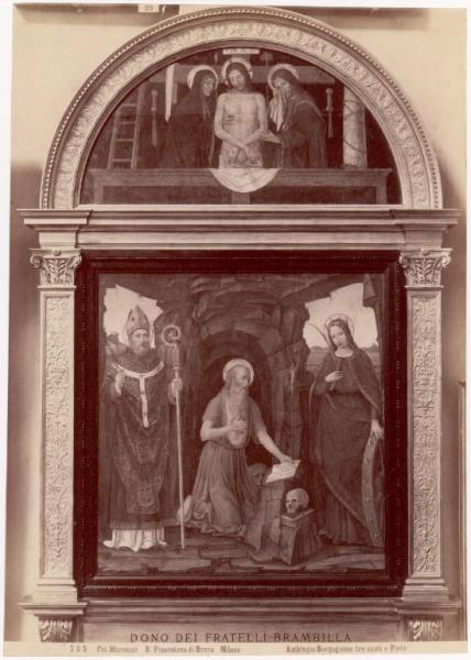 Dipinto - San Girolamo, sant'Ambrogio e santa Caterina d'Alessandria e la Pietà - Ambrogio Bergognone - Milano - Pinacoteca di Brera
