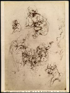 Disegno - Studi per la Madonna del Gatto - Leonardo da Vinci - Londra - British Museum - inv. 1860-6-16-98 recto