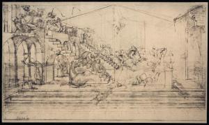 Disegno - Studio per l'Adorazione dei Magi - Leonardo da Vinci - Firenze - Galleria degli Uffizi