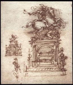 Disegno - Studi per un monumento equestre - Particolare - Leonardo da Vinci - Windsor - Royal Library