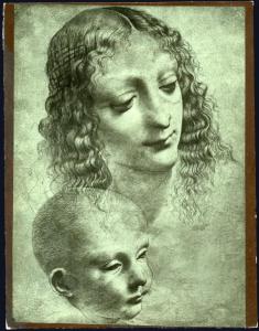 Disegno - Studio per il volto di Sant'Anna e San Giovannino - Giovanni Antonio Boltraffio - Chatsworth - Duke of Devonshire's House - inv. 893