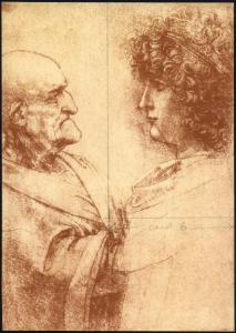 Disegno - Busto di vecchio e giovane di profilo - Leonardo da Vinci - Firenze - Gabinetto disegni e stampe degli Uffizi - inv. 423 E
