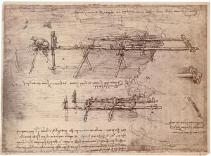 Disegno - Ponte militare di fortuna - Leonardo da Vinci - Milano - Biblioteca Ambrosiana - Codice Atlantico