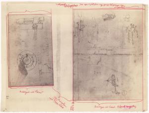 Disegno - Studio di macchine da guerra - Leonardo da Vinci - Milano - Biblioteca Ambrosiana - Codice Atlantico