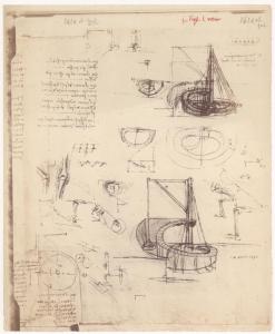 Disegno - Macchina per scavare il terreno mediante rampa elicoidale - Leonardo da Vinci - Milano - Biblioteca Ambrosiana - Codice Atlantico