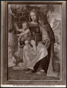 Dipinto murale - Madonna con il Bambino - Bernardino Luini - Pavia - Certosa - Lavabo (già in una delle celle)