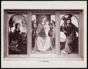 Dipinto - Trittico con Cristo nelll'orto degli ulivi, Madonna col Bambino e angeli musicanti e Cristo portacroce - Ambrogio Bergognone - Londra - National Gallery