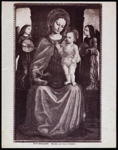 Dipinto - Scomparto di trittico - Madonna col Bambino in trono e angeli musicanti - Ambrogio Bergognone - Londra - National Gallery