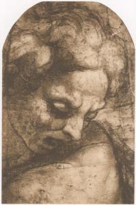 Disegno - Testa virile - Michelangelo Buonarroti (?) - Londra - British Museum