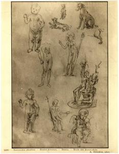 Disegno - Studi di putti, figure e cani - Bottega di Francesco di Simone Ferrucci - Parigi - Ecole des Beaux-Arts - inv. 373 verso