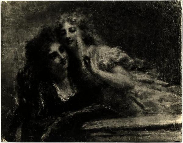 Ritratto di due donne, olio su tela.