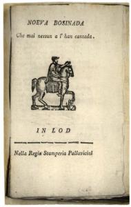 Frontespizio di un libro che riproduce la statua del Reggisole di Pavia.
