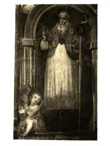 Milano - Monastero Maggiore. Chiesa di S. Maurizio, coro delle monache (?), S. Benedetto (?), affresco.