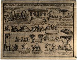 Milano - Castello Sforzesco. Civica Raccolta delle Stampe A. Bertarelli, Giuseppe Maria Mitelli, il paese della cuccagna, incisione su carta (1703).