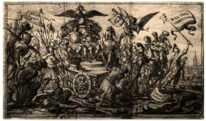Milano - Castello Sforzesco. Civica Raccolta delle Stampe A. Bertarelli, Giuseppe Maria Mitelli, trionfo della cristianità sui turchi a vienna, incisione su carta (1653).
