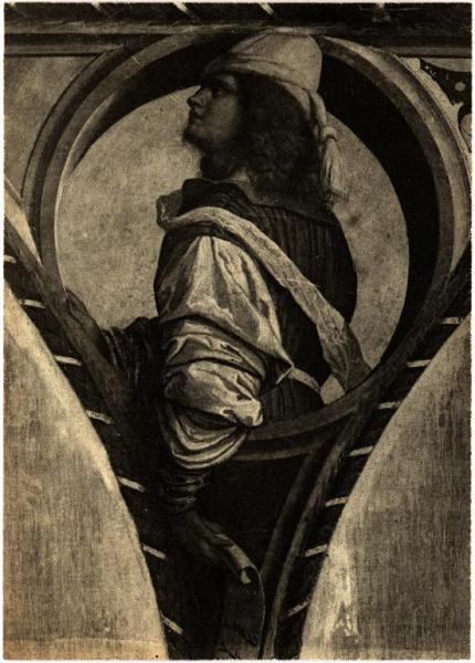 Breno - Chiesa del Sacro Cuore (?). Moretto, particolare della stola di S. Nicolò, olio su tela.