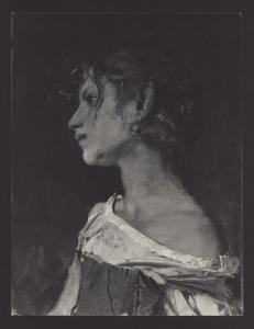 Dipinto - Ritratto di ragazza di profilo - Francesco Paolo Michetti - Lanzo d'Intelvi - Collezione Guglielmo Poletti