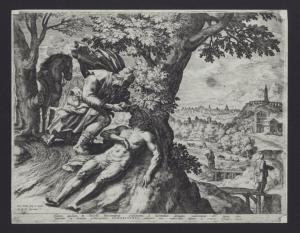 Milano - Castello Sforzesco. Civica Raccolta delle Stampe A. Bertarelli, Ioan Sadler, Il buon Samaritano, incisione su carta (XVIII sec.).