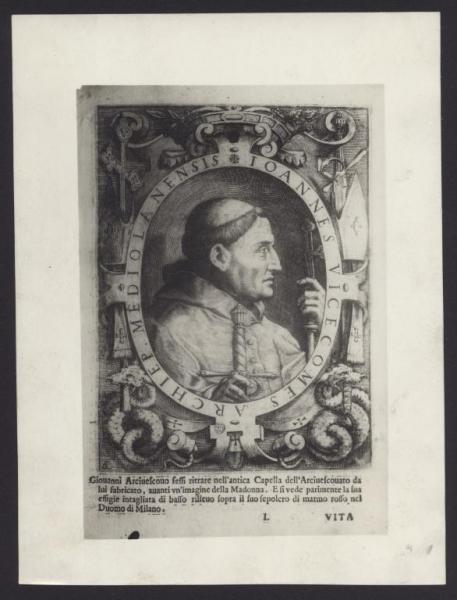 Milano - Castello Sforzesco. Civica Raccolta delle Stampe A. Bertarelli, l'Arcivescovo Giovanni, incisione su carta.