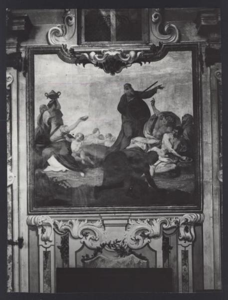 Saronno - Chiesa di S. Francesco. La raccolta della manna, affresco parietale (XVIII sec.).