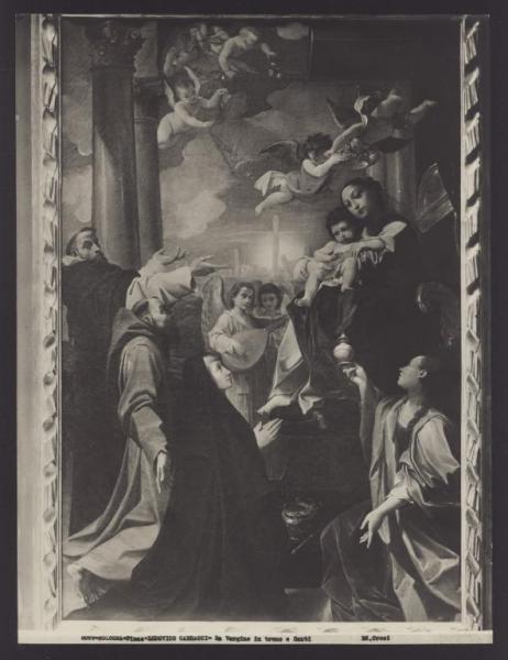 Bologna - Pinacoteca Nazionale. Ludovico Carracci, Madonna in trono e santi, olio su tela.