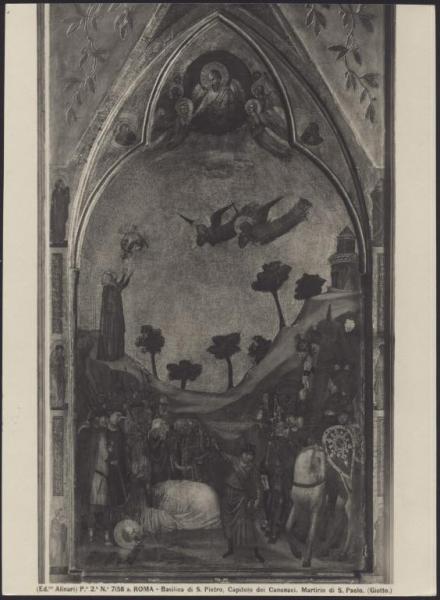 Città del Vaticano - Pinacoteca Vaticana. Sala II, Giotto e aiuti, Martirio di S. Paolo, particolare del polittico Stefaneschi, olio su tavola.