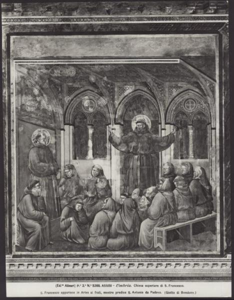 Assisi - Basilica superiore di S. Francesco. Giotto, S. Francesco appare al capitolo dei Frati Minori in Arles, affresco.