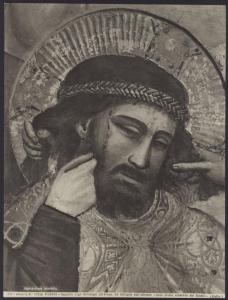 Padova - Cappella degli Scrovegni. Giotto, il volto di Cristo, particolare dell'Incoronazione di spine, affresco (1305-6).