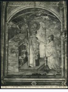 Assisi - Basilica inferiore di S. Francesco. Cappella di S. Martino, Simone Martini, S. Martino celebra la messa in Albenga assistito dagli angeli, affresco (1322-26).