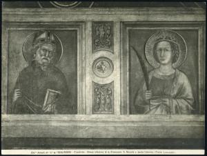 Assisi - Basilica inferiore di S. Francesco. Pietro Lorenzetti (?), S. Nicolò e Santa Caterina, affresco.