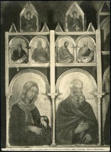 Siena - Pinacoteca Nazionale. Duccio di Buoninsegna, S. Agnese e S. Giovanni evangelista, particolare del polittico con la Madonna con Bambino e Santi, tempera su tavola.