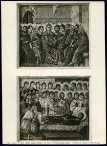 Siena - Museo dell'Opera del Duomo. Duccio da Buoninsegna, Pentecoste e Morte della Vergine, tempera su tavola (1308-1311).