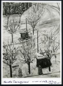 Milano - Proprietà dell'autore. Sandro Parmeggiani, Neve in città, dipinto ad olio (1941).