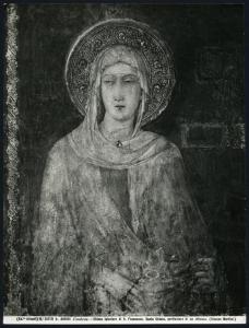 Assisi - Basilica inferiore di S. Francesco. Simone Martini, S. Chiara, particolare di un affresco.