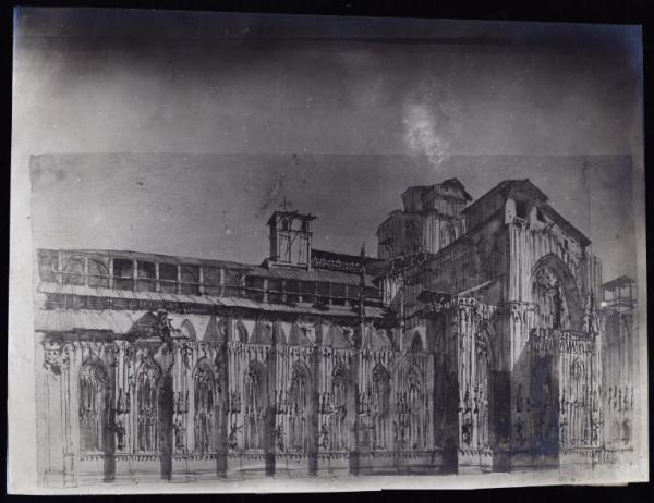 Disegno - Veduta del Duomo di Milano verso il 1730 - Torino - Collezione Cibrario
