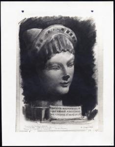 Disegno - Frammento di scultura etrusca conservata a Roma- Giuseppe Mentessi