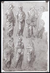 Disegno - Atena e sei Muse - Anonimo lombardo (1460 ca.) - Milano - Biblioteca Ambrosiana - inv. F 214 inf. n. 2 verso